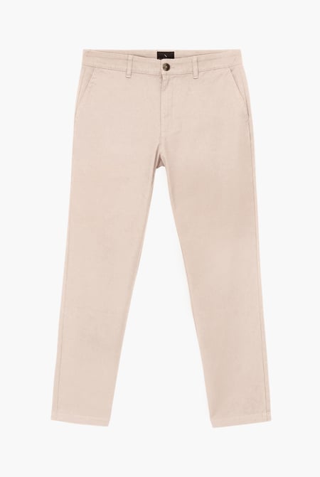 Mens Beige Regular Fit Twill Chinos
