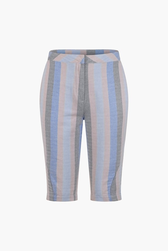 Striped Herringbone Texured Mid-Length Shorts