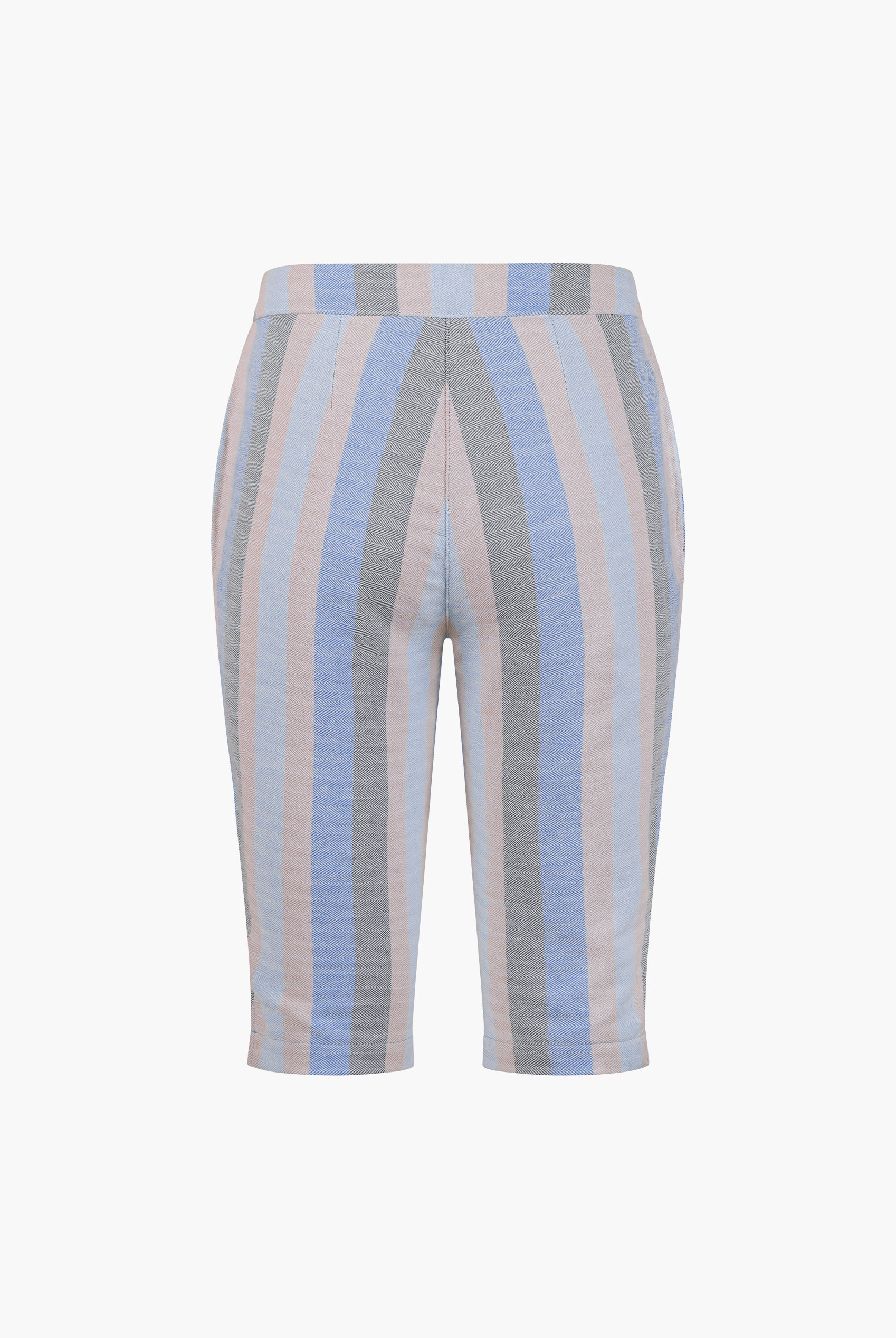 Striped Herringbone Texured Mid-Length Shorts