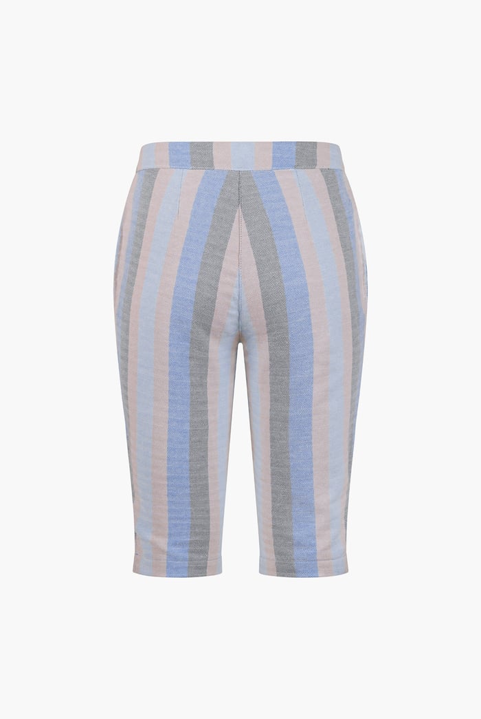 Striped Herringbone Texured Mid-Length Shorts