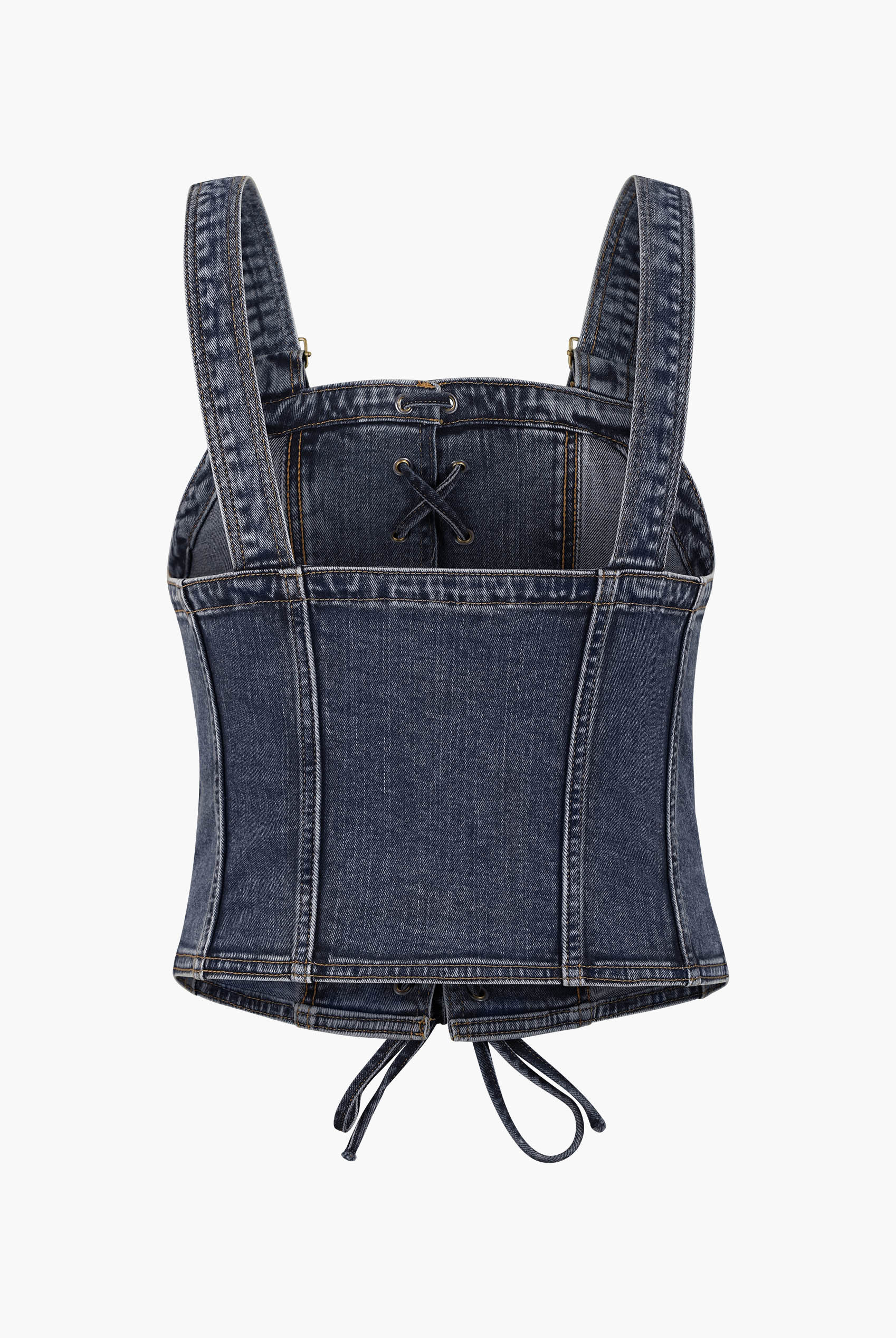 Lace-Up Front Fitted Denim Crop Vest