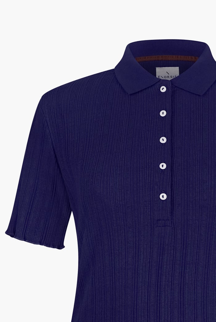 Ribbed Textured Slim Fit Polo Shirt