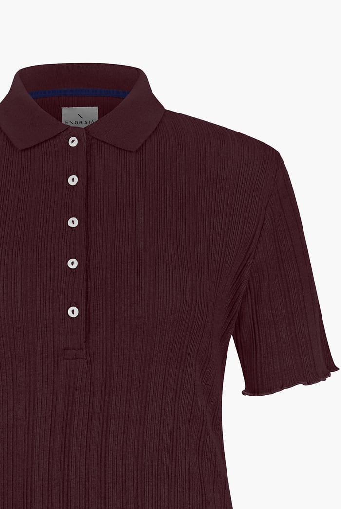 Ribbed Textured Slim Fit Polo Shirt