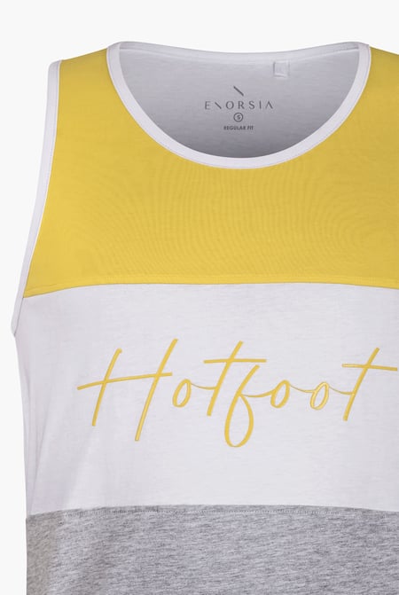 Yellow/White/Grey Colour Block Hot Foot Printed Vest