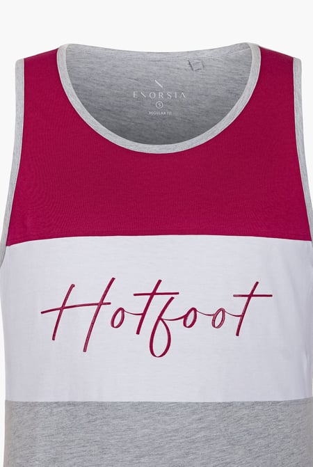Red/White/Grey Colour Block Hot Foot Printed Vest