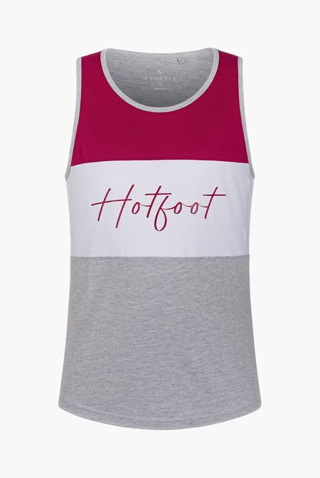 Red/White/Grey Colour Block Hot Foot Printed Vest