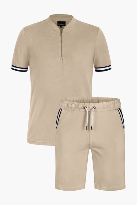 Men's Beige Jersey T-Shirt & Shorts Lounge Set