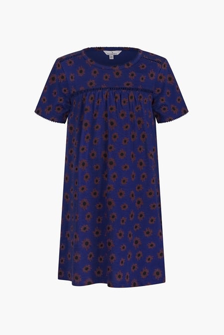 Girls White Lace Details Sunflower Print Dress  (5yrs - 11yrs)