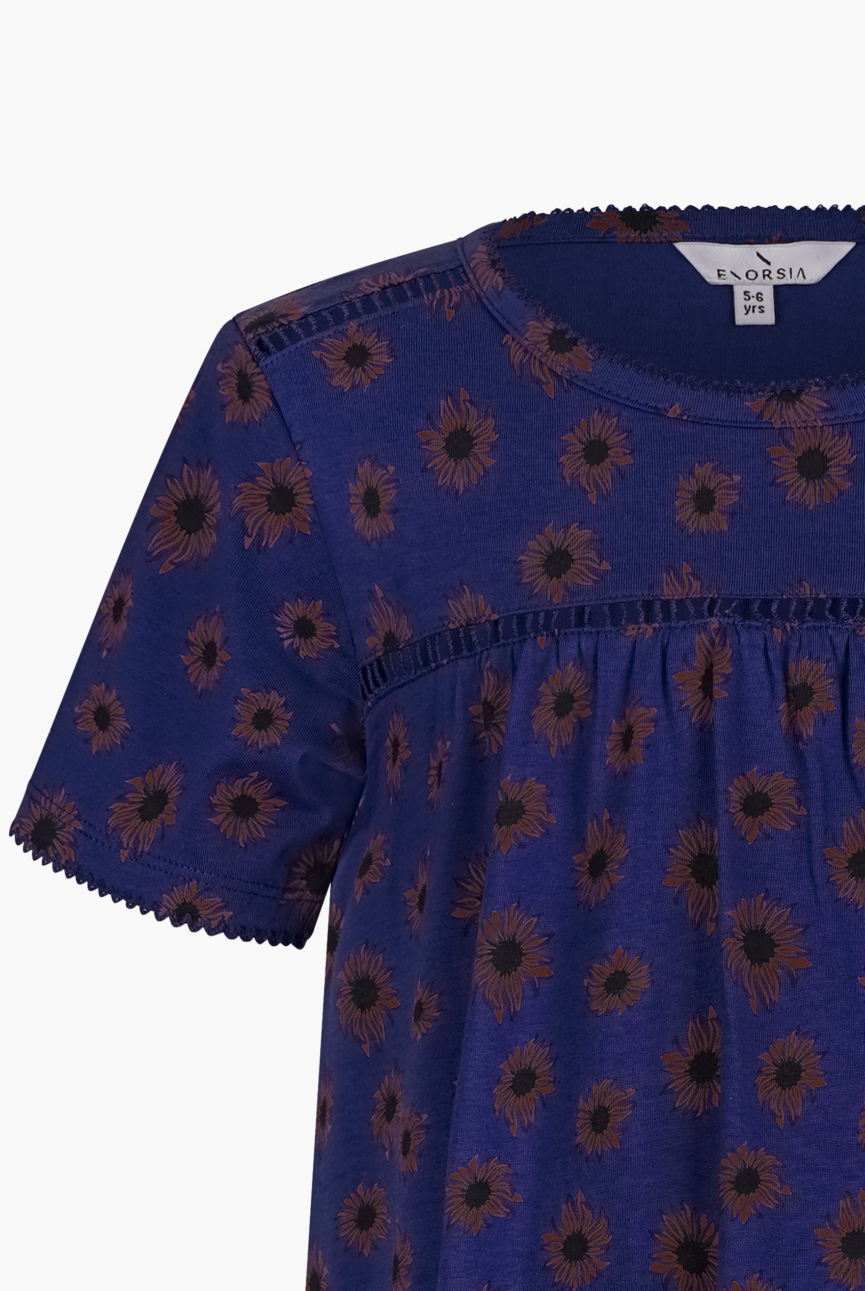 Girls Lace Details Sunflower Print Dress  (5yrs - 11yrs)
