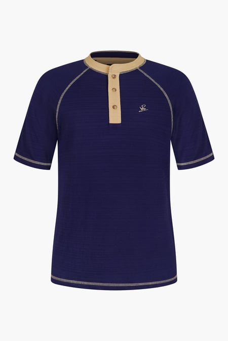 Beige Raglan Henley Short Sleeves T-Shirt