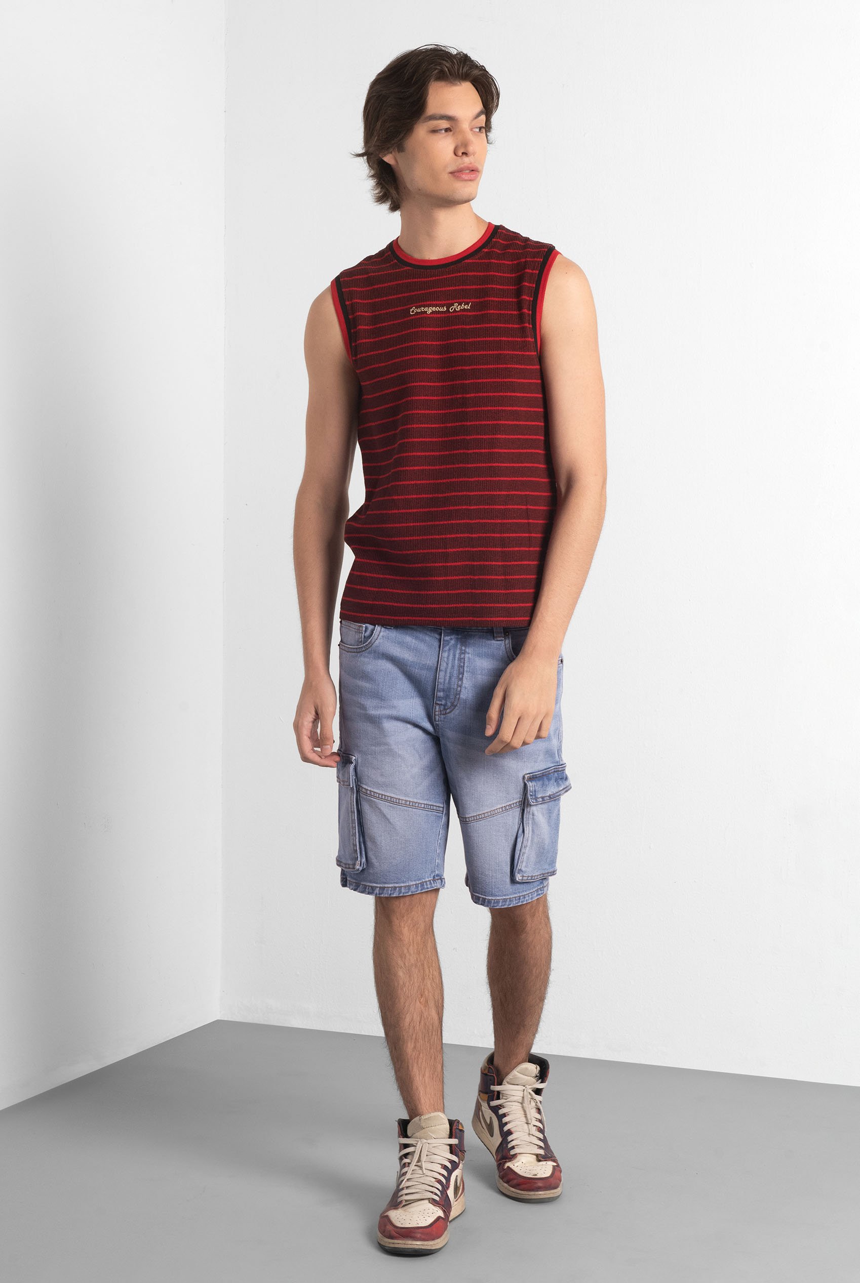 Mens Blue Denim Cargo Shorts