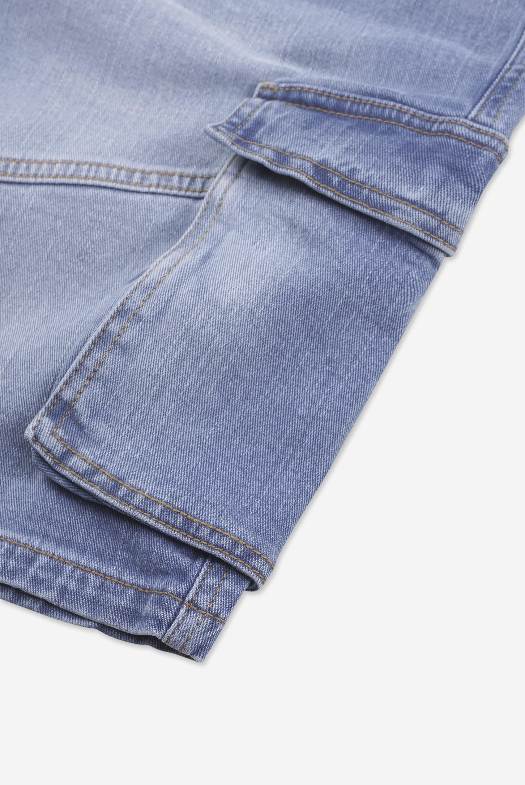 Mens Blue Denim Cargo Shorts
