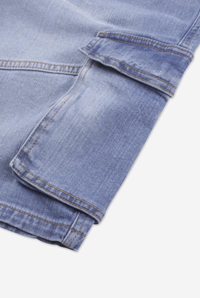Mens Blue Denim Cargo Shorts