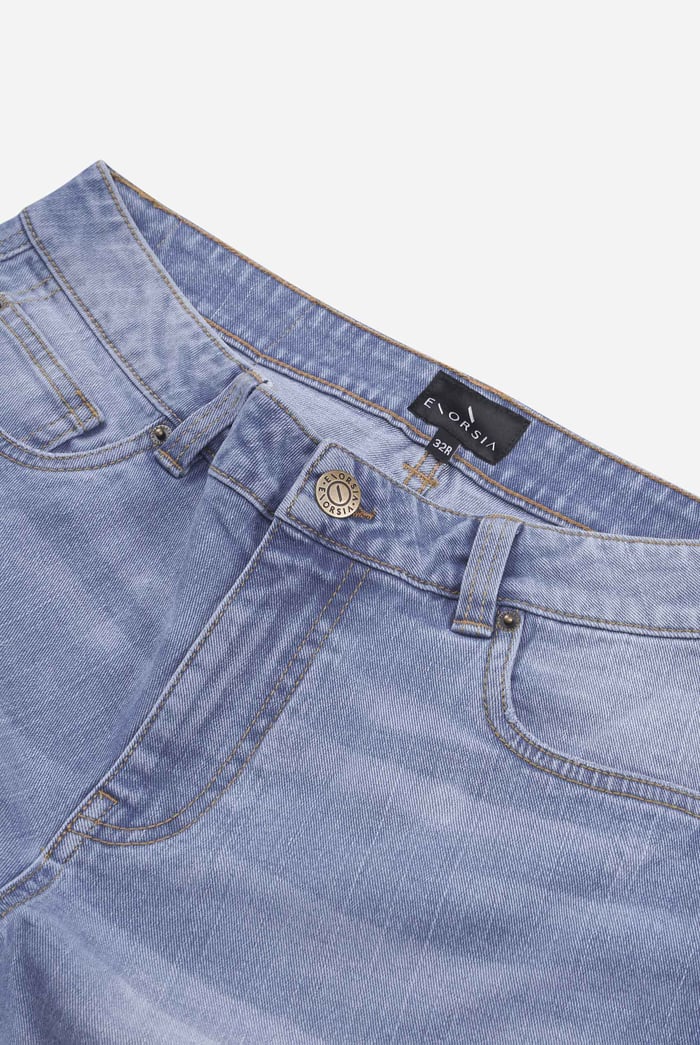 Mens Blue Denim Cargo Shorts