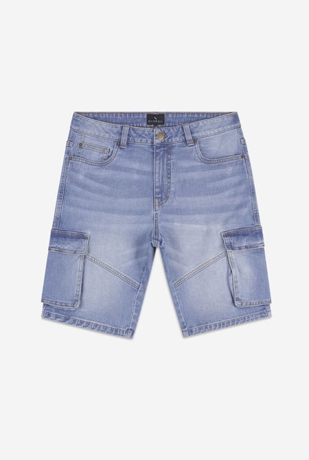 Mens Sky Blue Denim Cargo Shorts