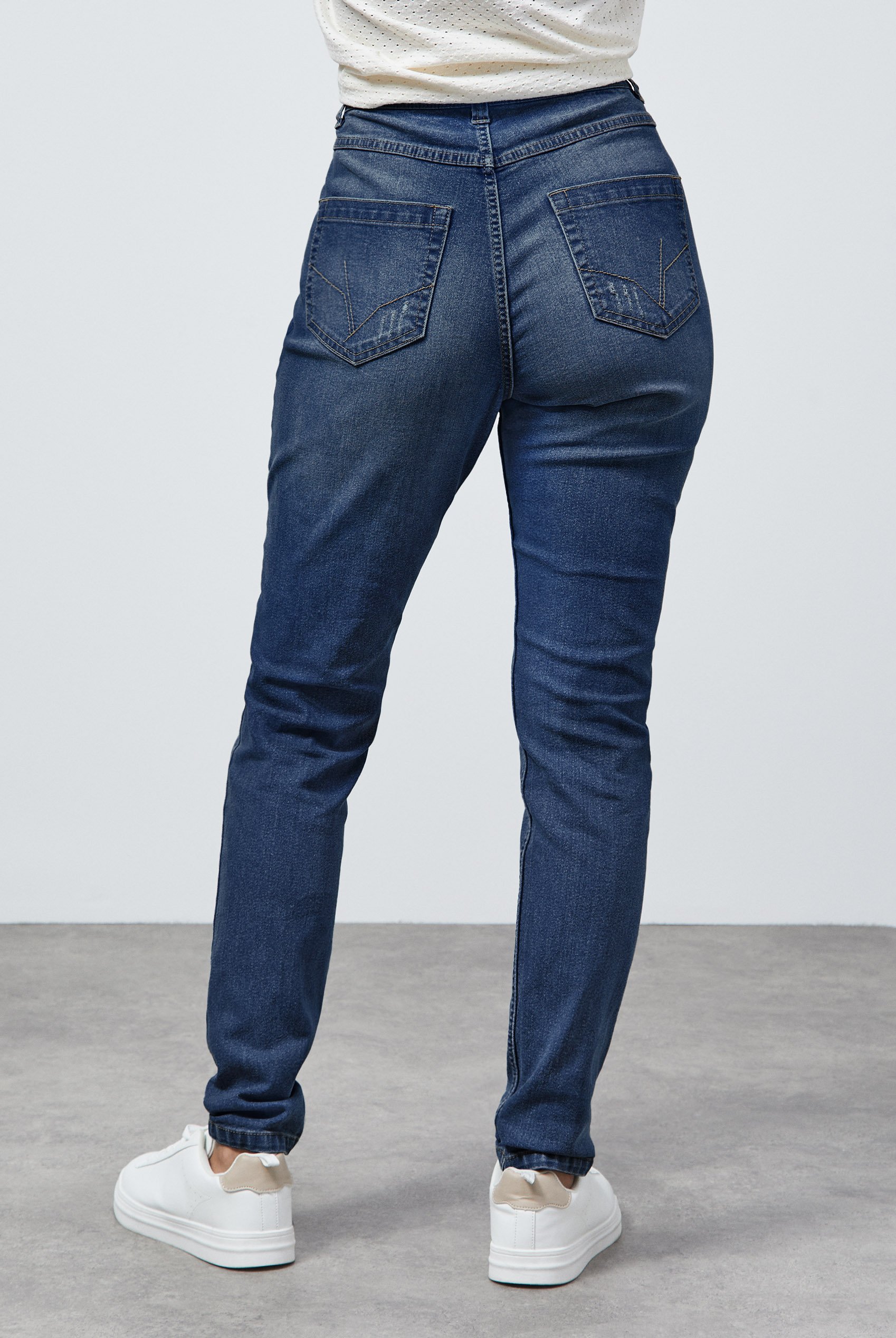 High Waist Regular Length Distressed Jeans