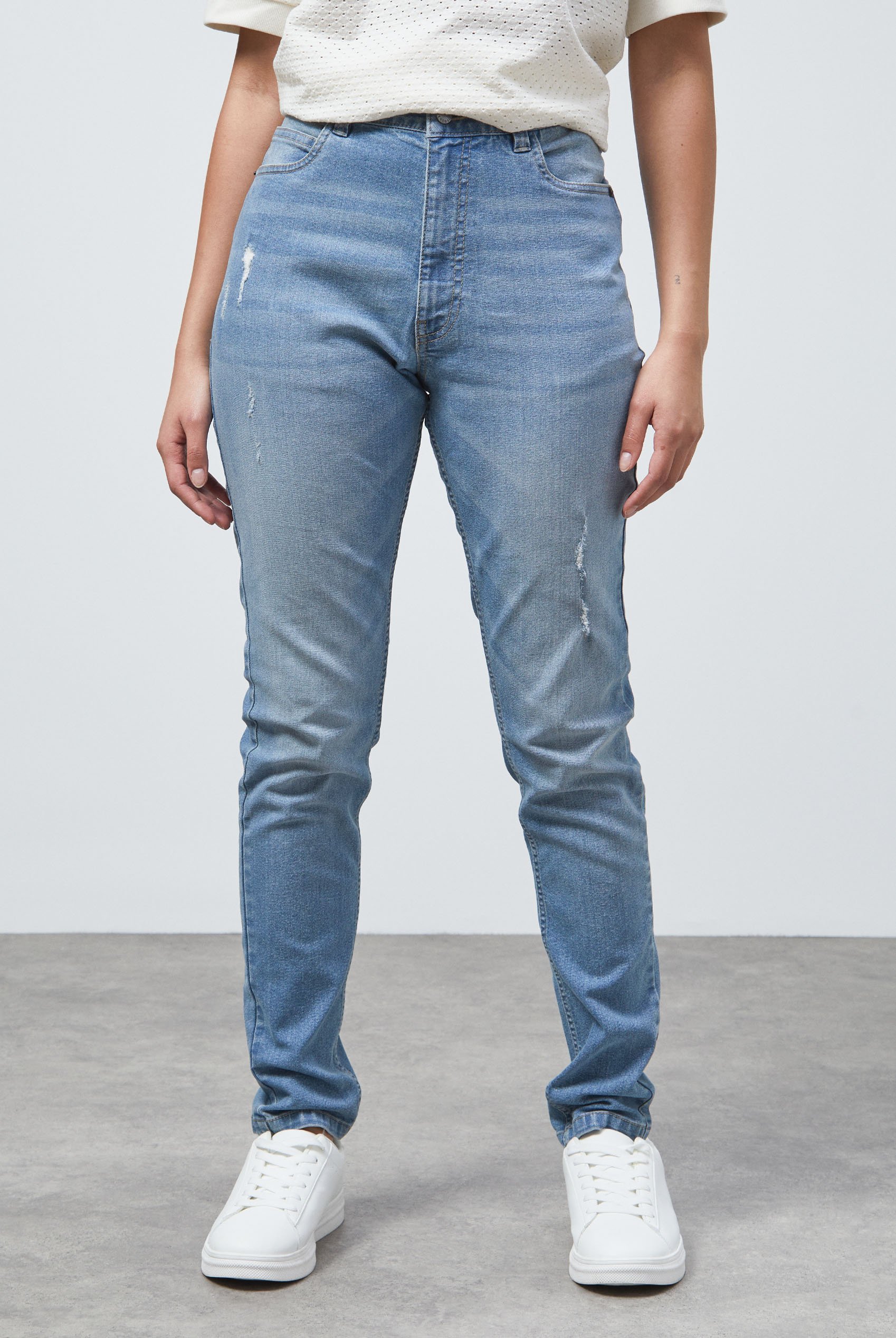 High Waist Regular Length Distressed Jeans