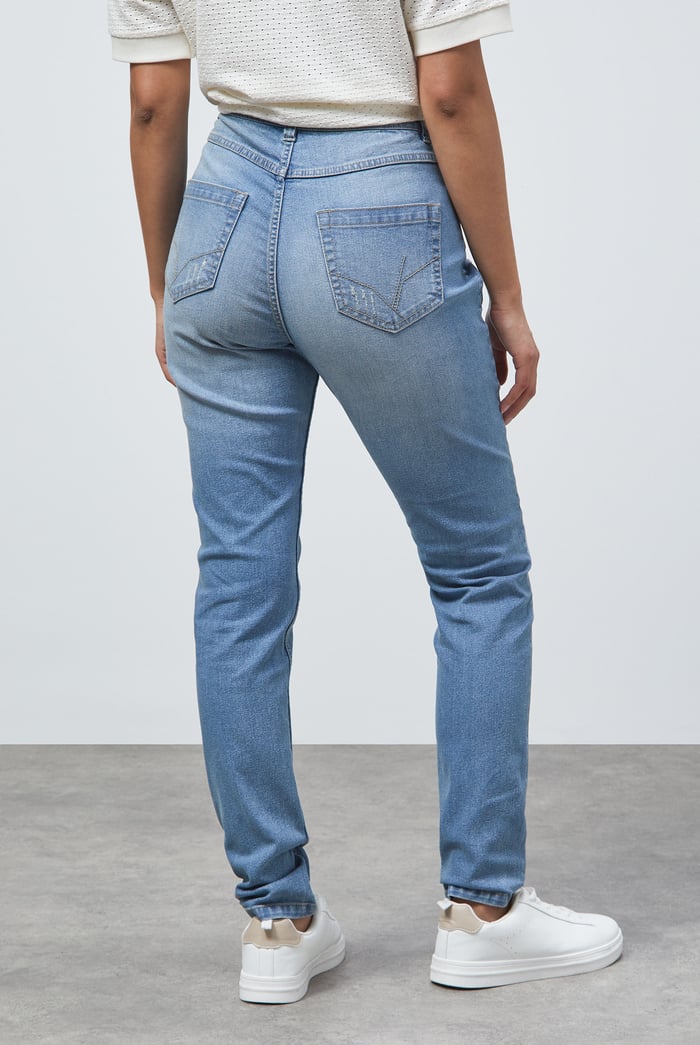 High Waist Regular Length Distressed Jeans