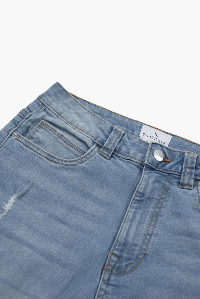 High Waist Regular Length Distressed Jeans
