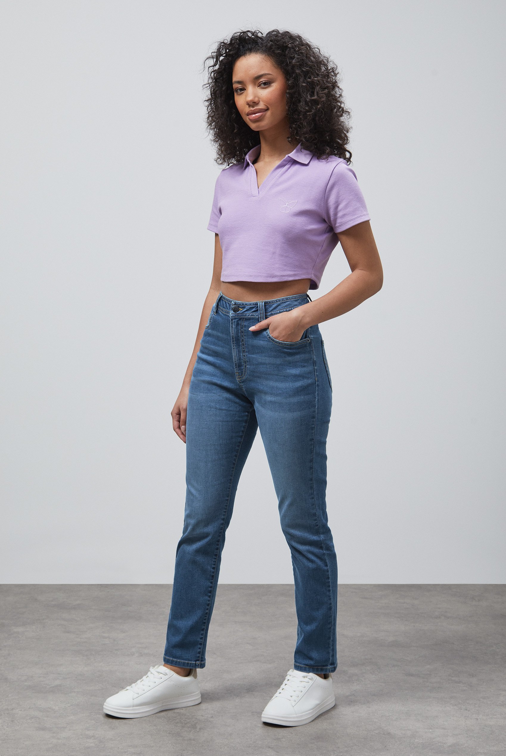 Mid Waist Slim Fit Jeans