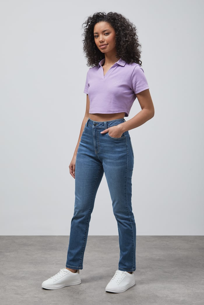 Mid Waist Slim Fit Jeans
