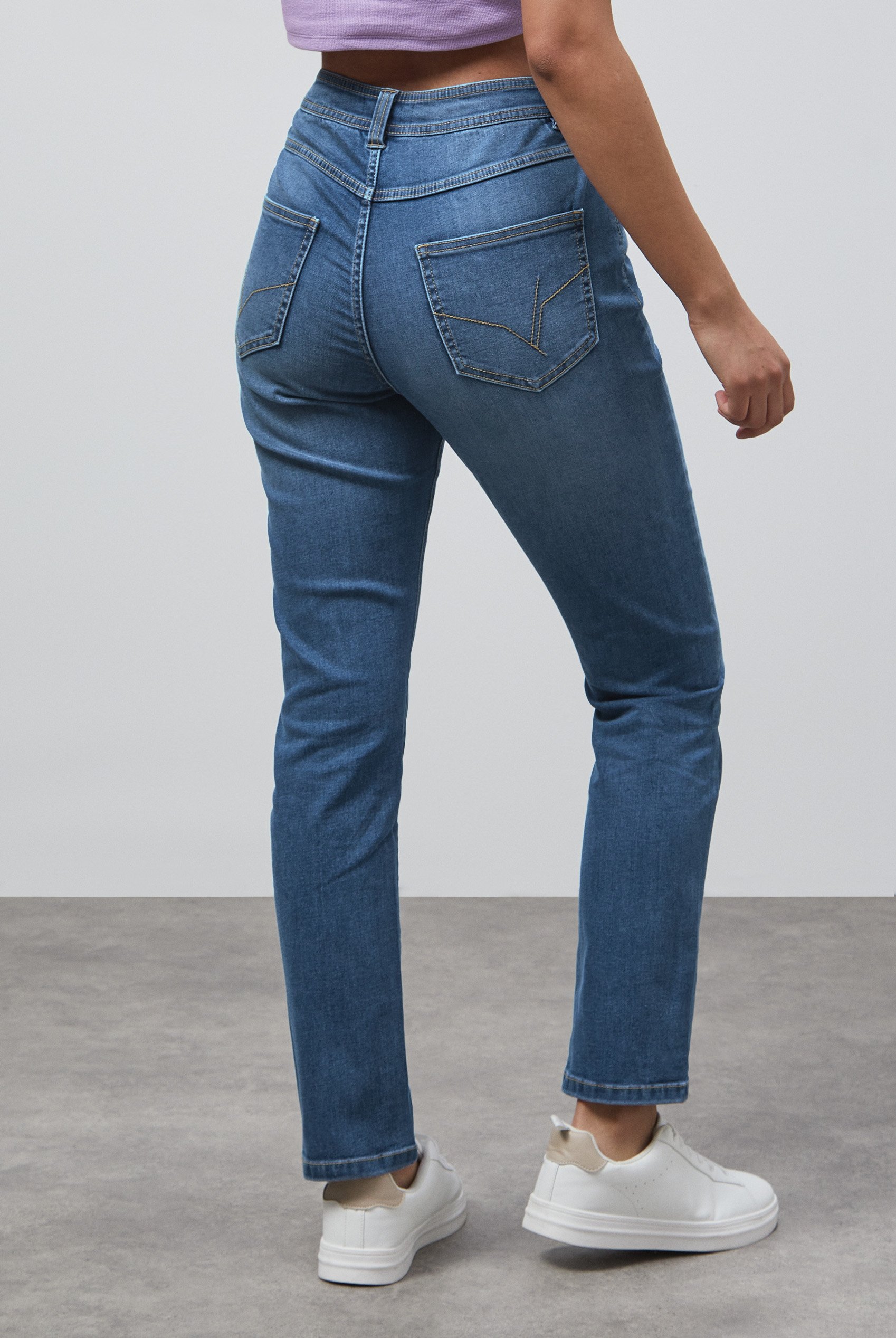 Mid Waist Slim Fit Jeans