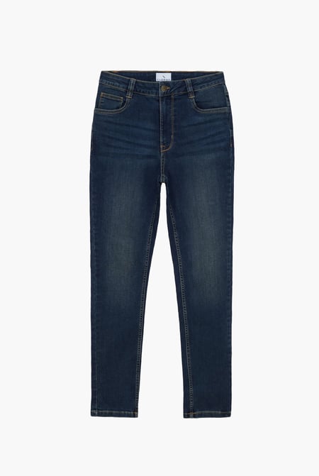 Deep Blue Mid Waist Slim Fit Jeans