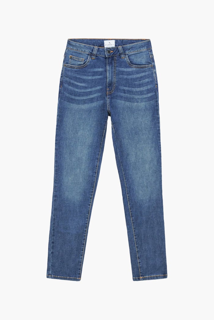 High Waist Girlfriend Fit Leg Jeans