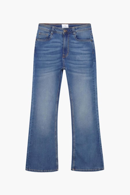 Mid Blue Mid Waist Flare Jeans