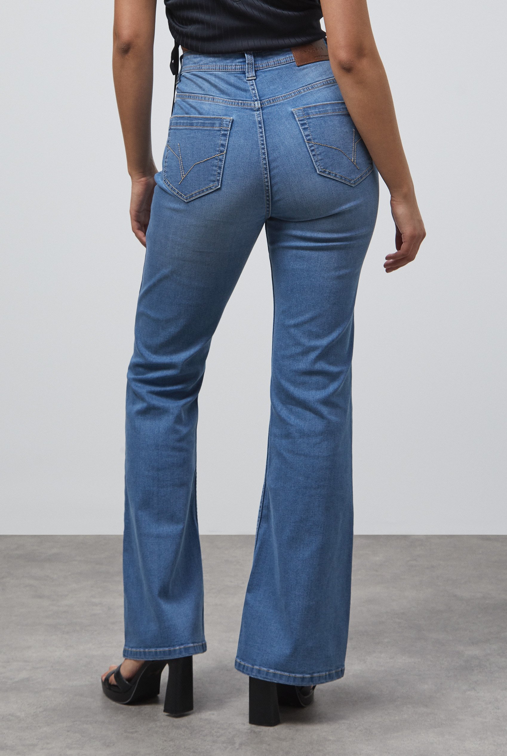 Mid Waist Flare Jeans
