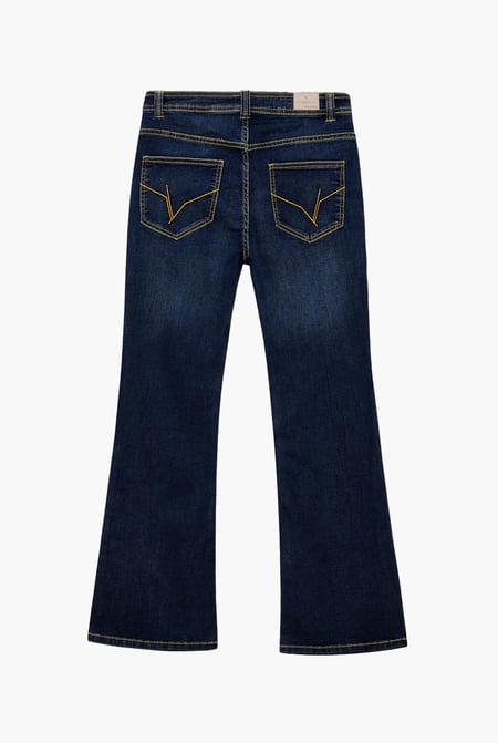Deep Blue Mid Waist Flare Jeans
