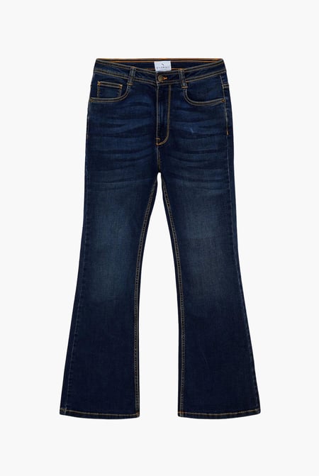 Mid Blue Mid Waist Flare Jeans