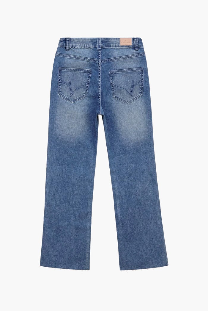 High Waist Raw Hem Flared Jeans