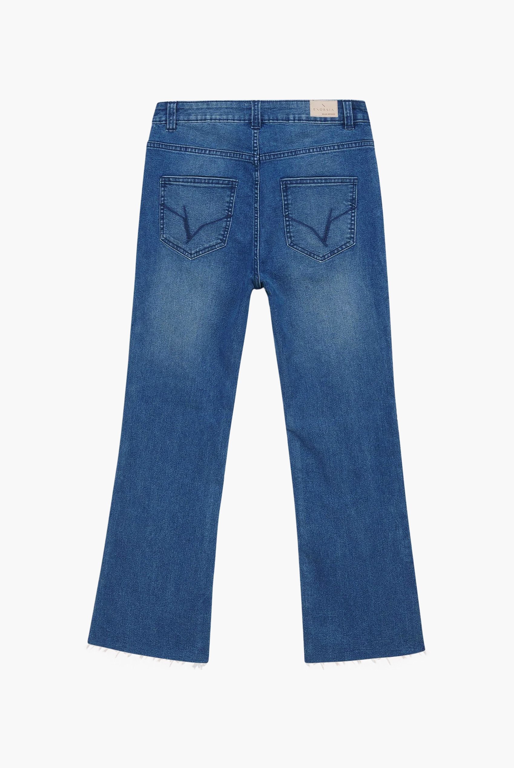 High Waist Raw Hem Flared Jeans