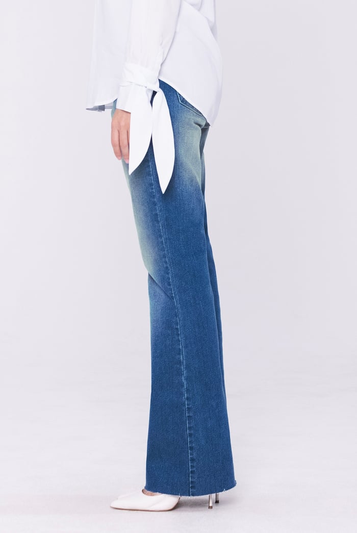 High Waist Raw Hem Flared Jeans