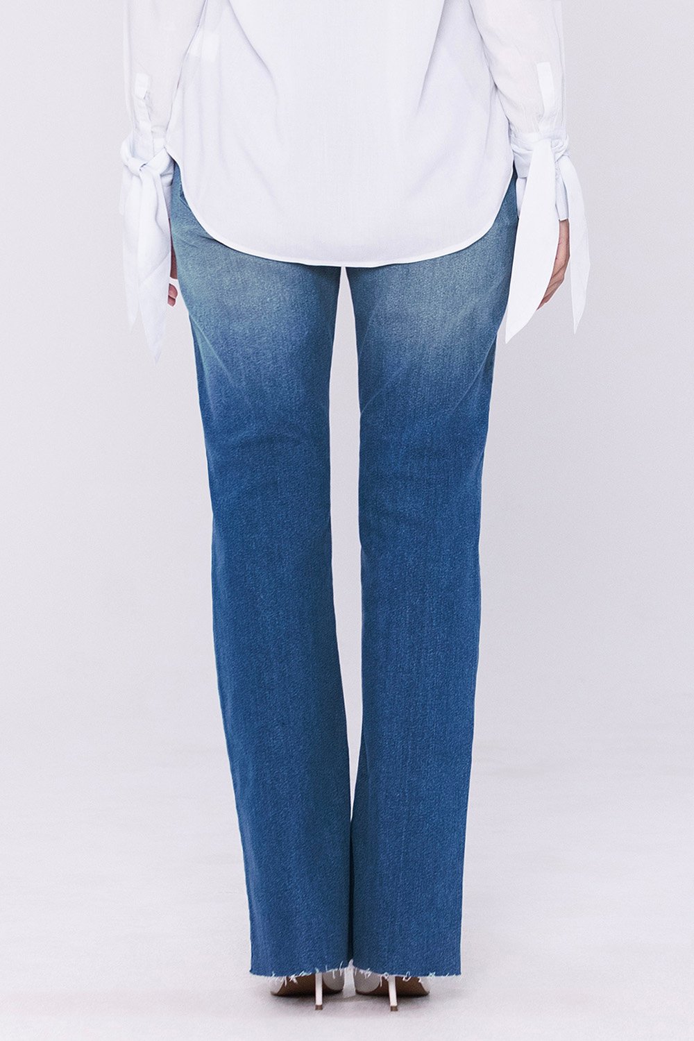 High Waist Raw Hem Flared Jeans