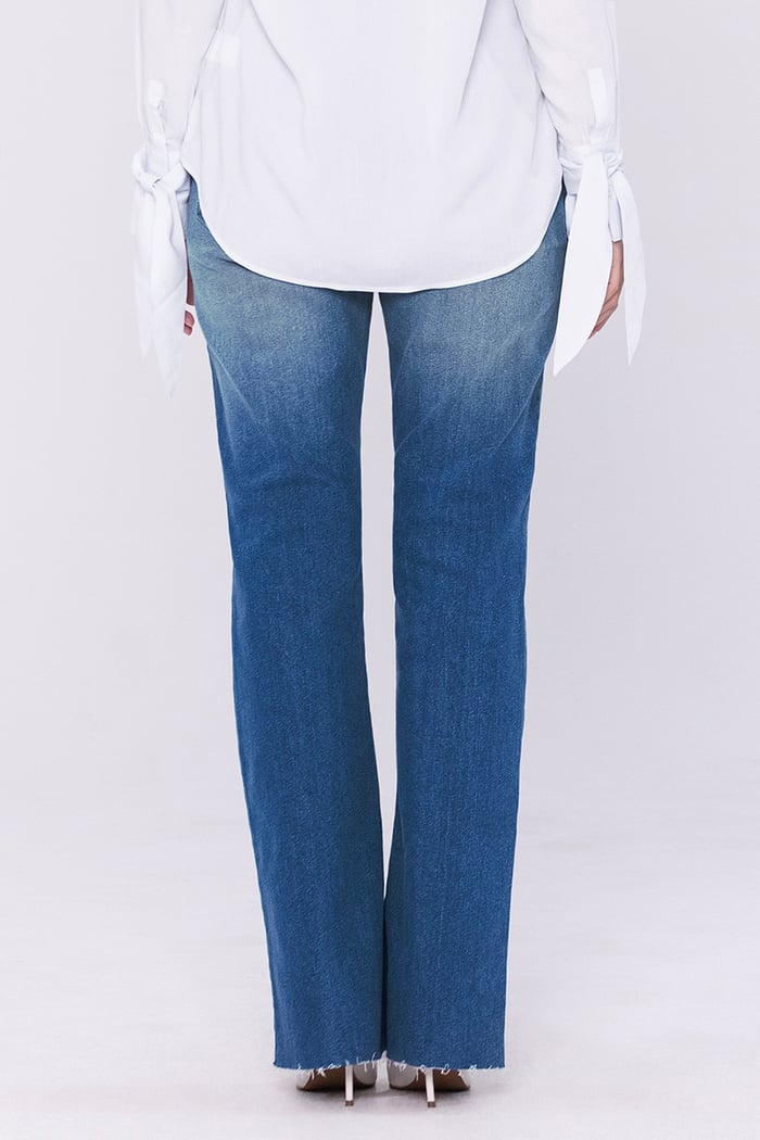 High Waist Raw Hem Flared Jeans