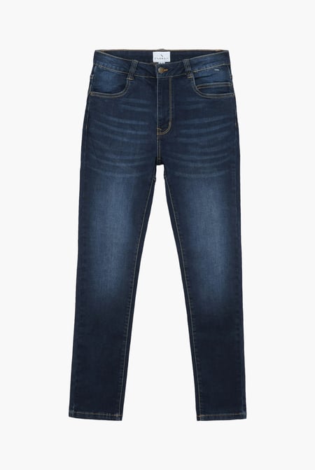 Deep Blue Mid Waist Skinny Jeans