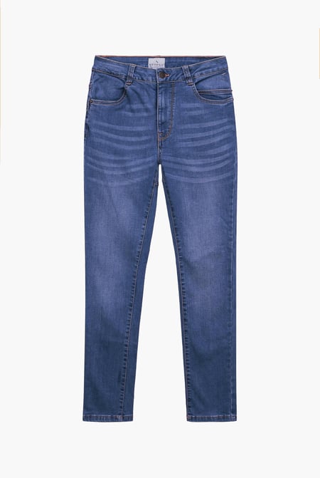 Deep Blue Mid Waist Skinny Jeans