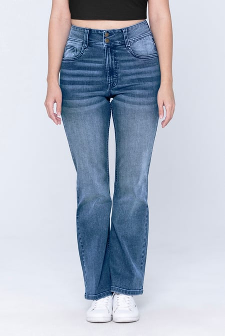 Deep Blue Slim shape Boot cut Jeans