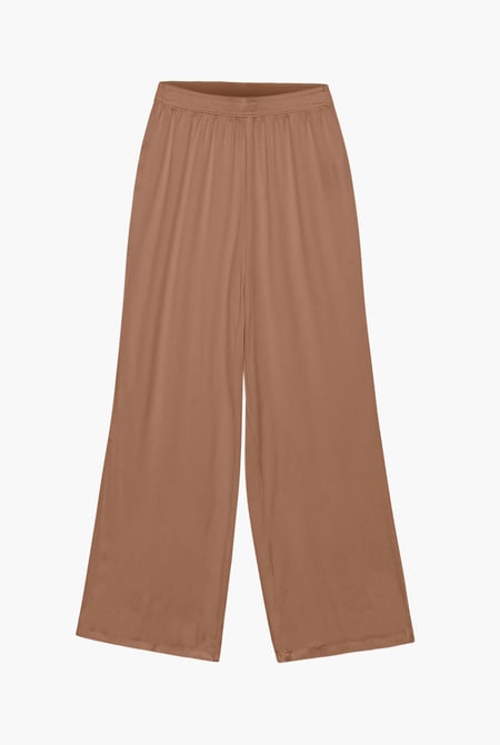 Brown Lightweight Crepe Viscose Wide-Leg Trousers