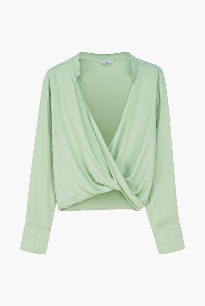 Long Sleeves Wrap Blouse