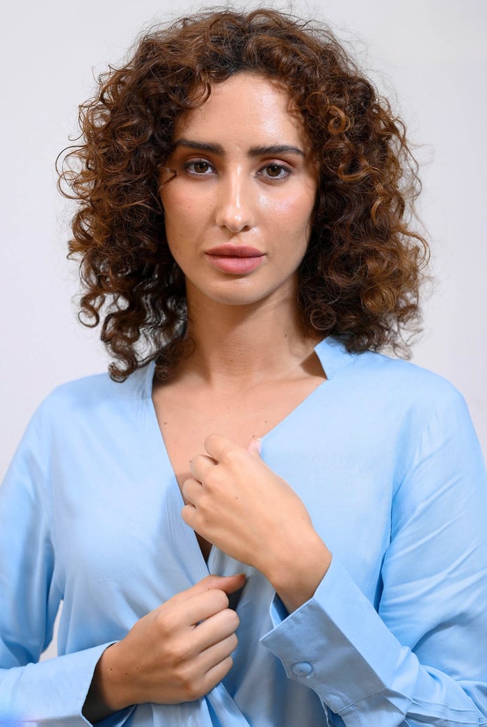 Long Sleeves Wrap Blouse