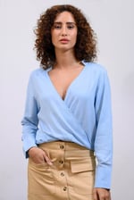 Long Sleeves Wrap Blouse