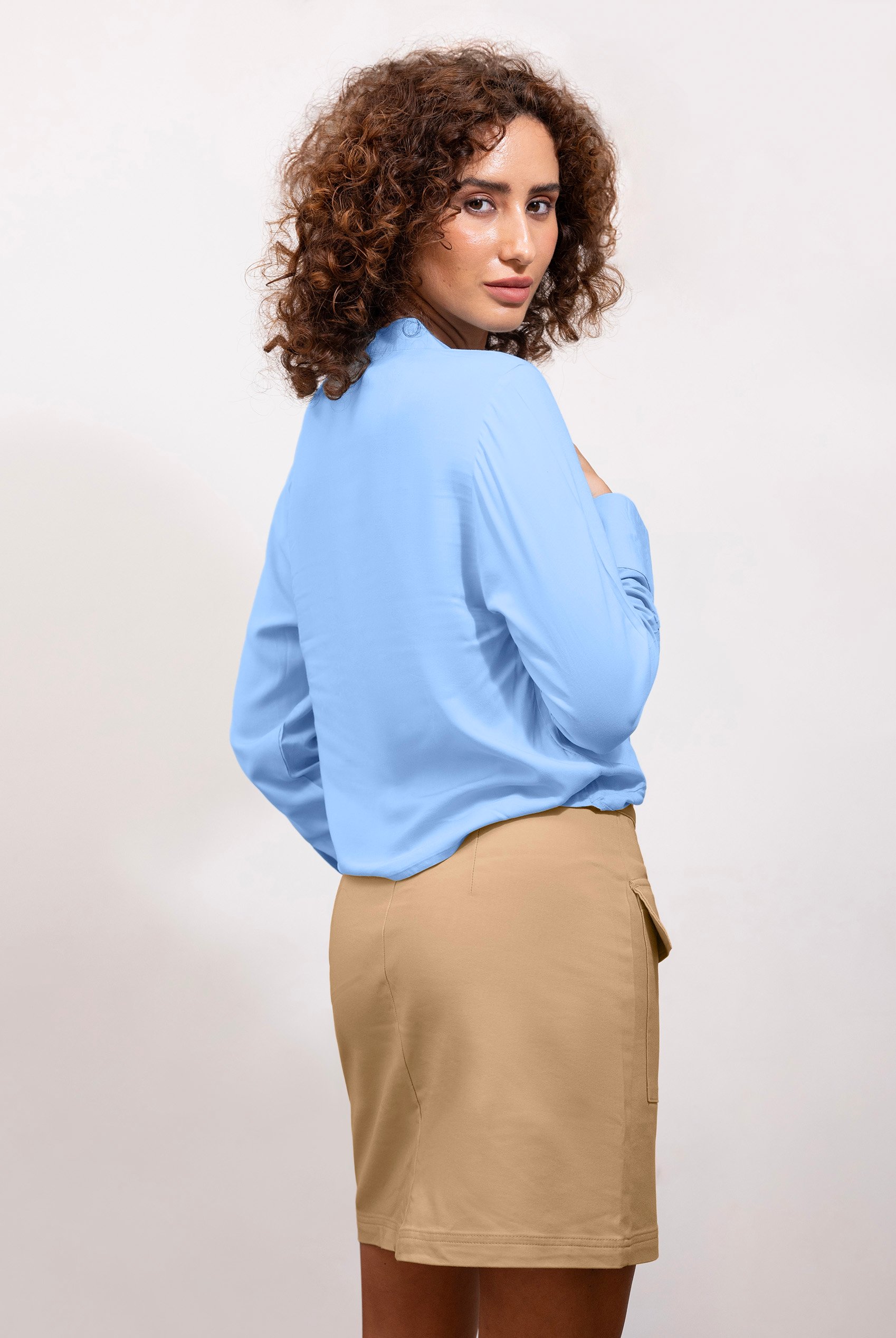 Stretch Cotton Blended Mini Skirt