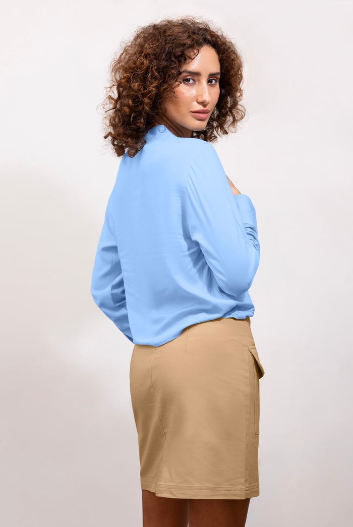 Stretch Cotton Blended Mini Skirt