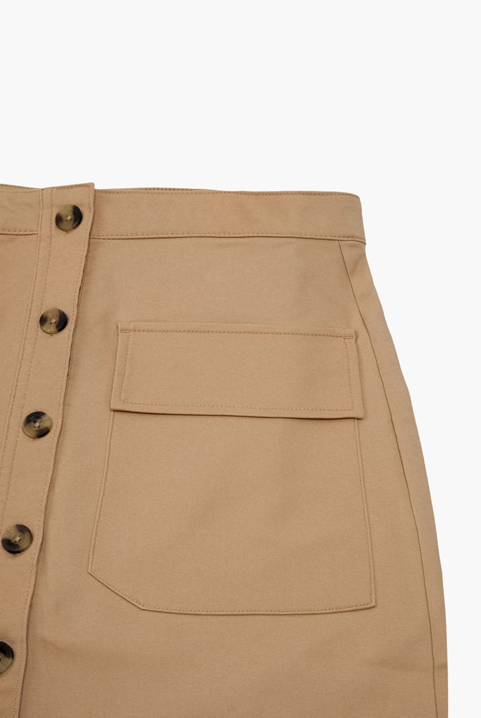 Stretch Cotton Blended Mini Skirt