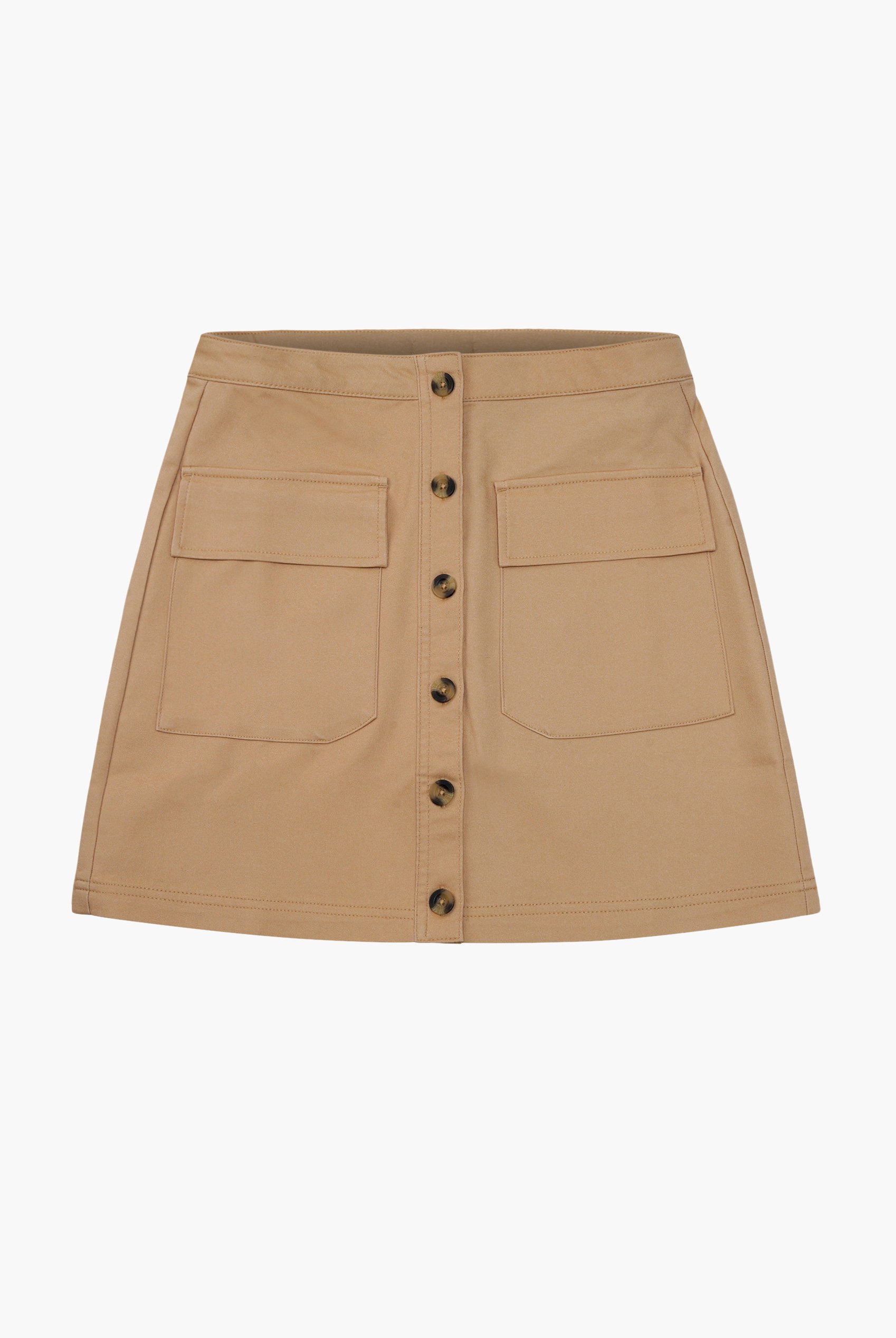 Stretch Cotton Blended Mini Skirt