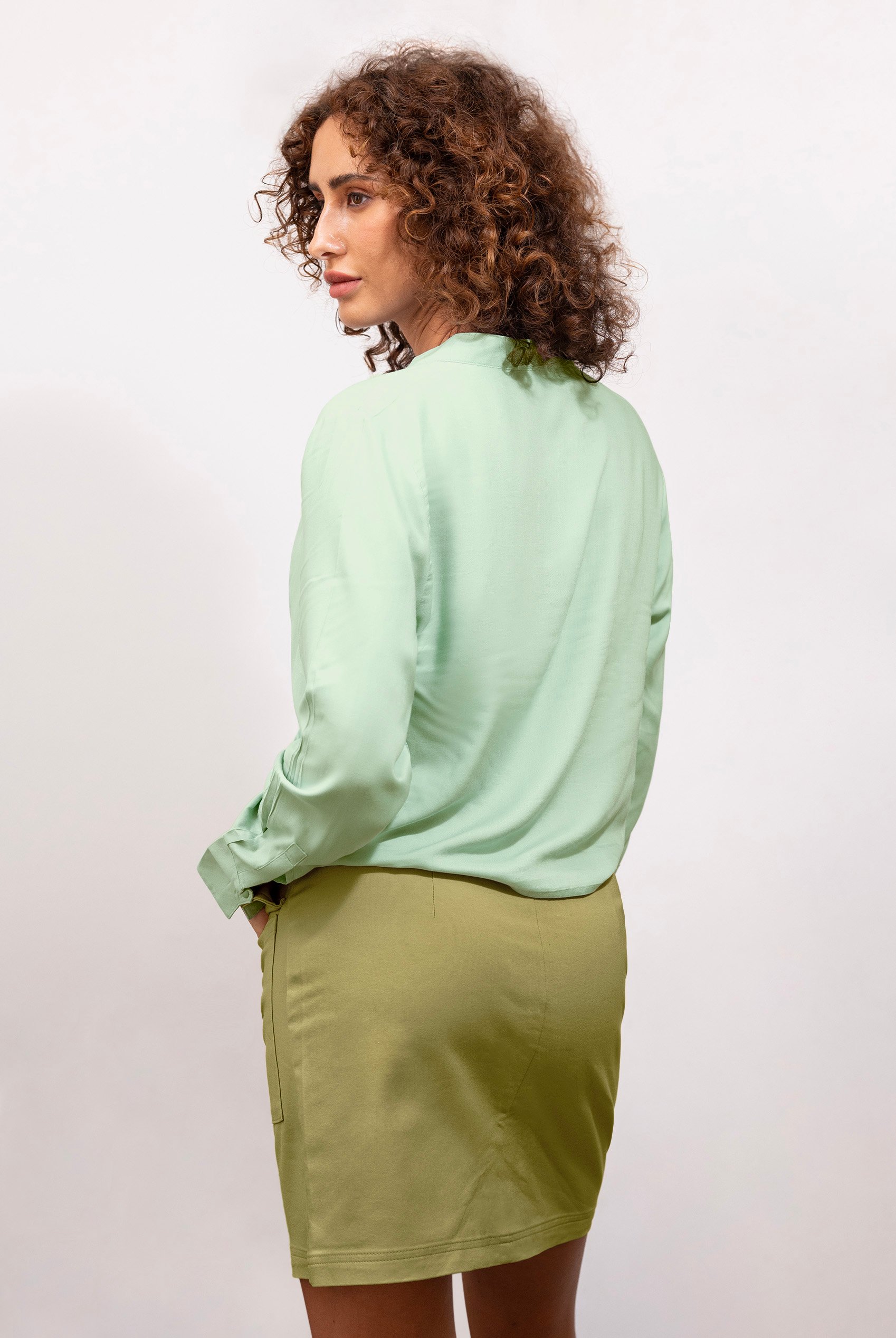 Stretch Cotton Blended Mini Skirt
