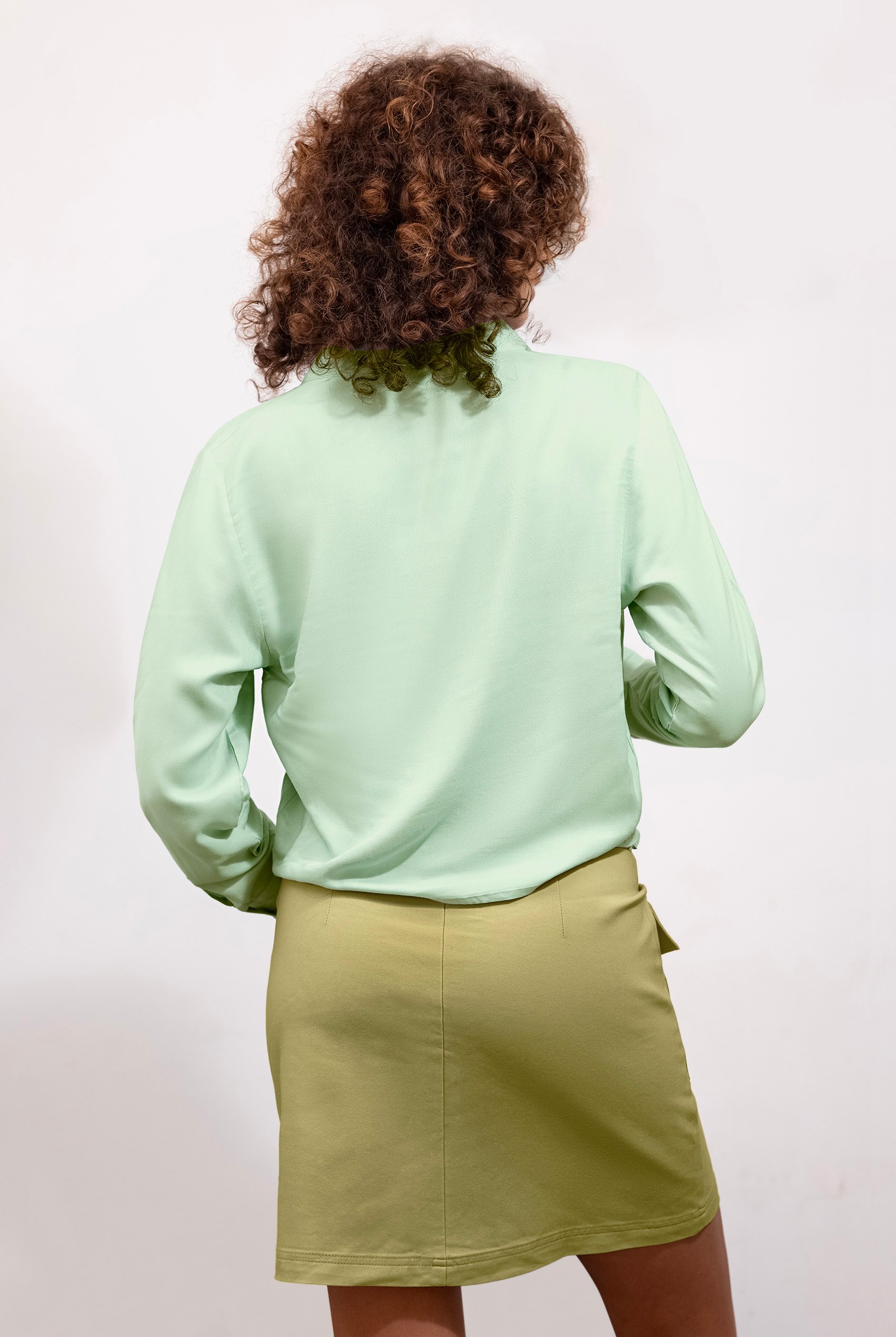 Stretch Cotton Blended Mini Skirt